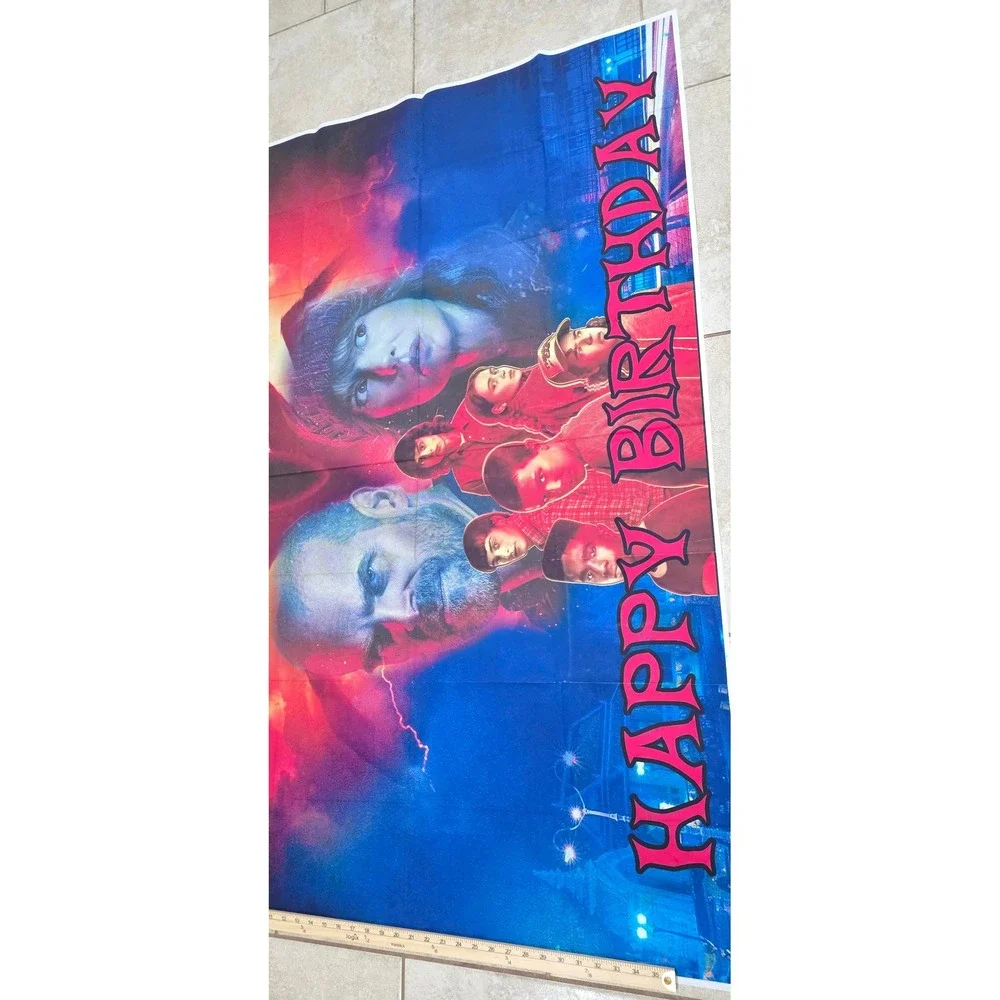 Stranger Things Happy Birthday Backdrop Banner Party Decoration 35x58 Hawkins